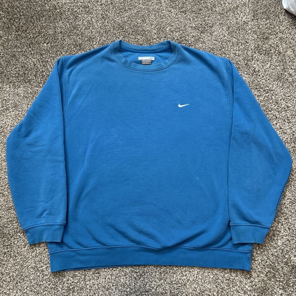 Vintage Nike Sweatshirt Crewneck mens XL light Blue small Swoosh 90s Y2K